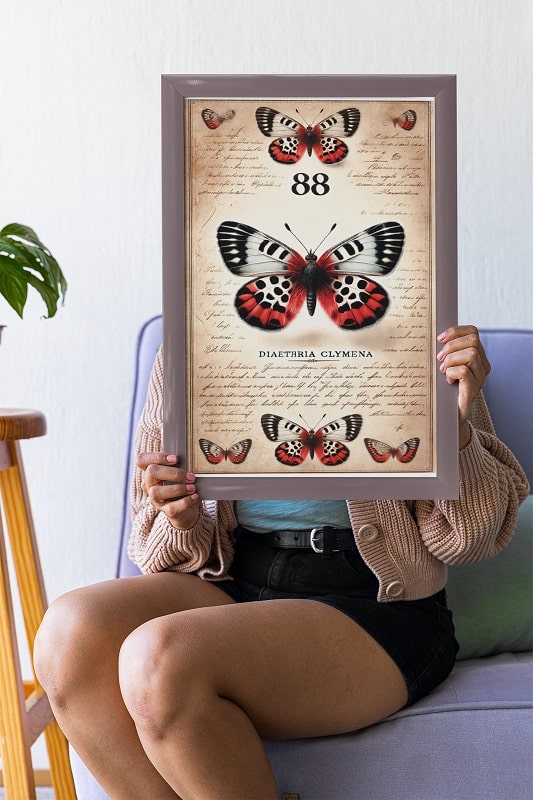 Set de Láminas Digitales Vintage - Mariposa Diaethria Clymena (Mariposa 88) - Ilustración Botánica