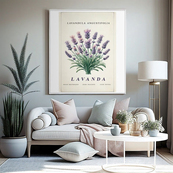 Arte Digital de Ramos Vintage - Lavanda: Aroma Relajante y Calma Natural